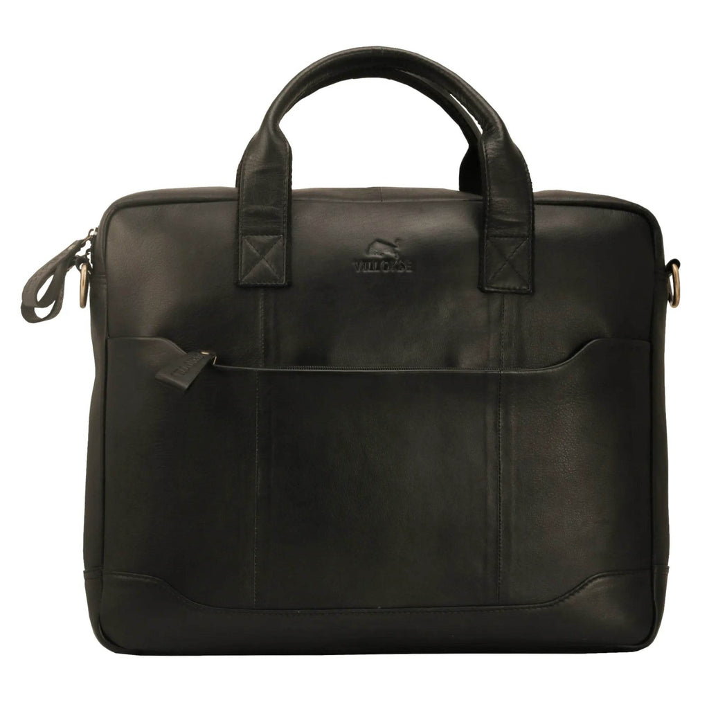 The Hector - Genuine Leather Laptop Bag - Black Nappa - VILL OKSE