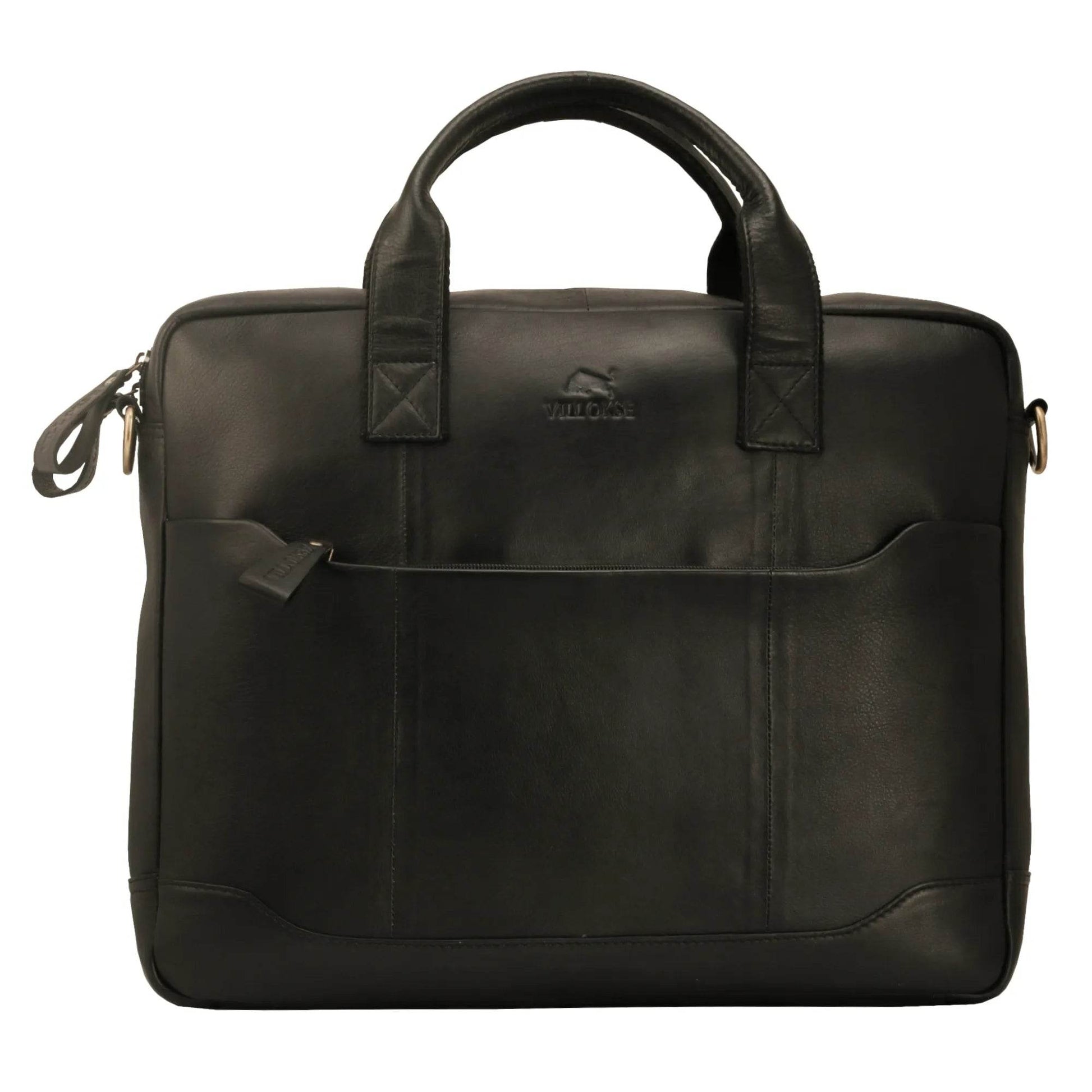 The Hector - Genuine Leather Laptop Bag - Black Nappa - VILL OKSE