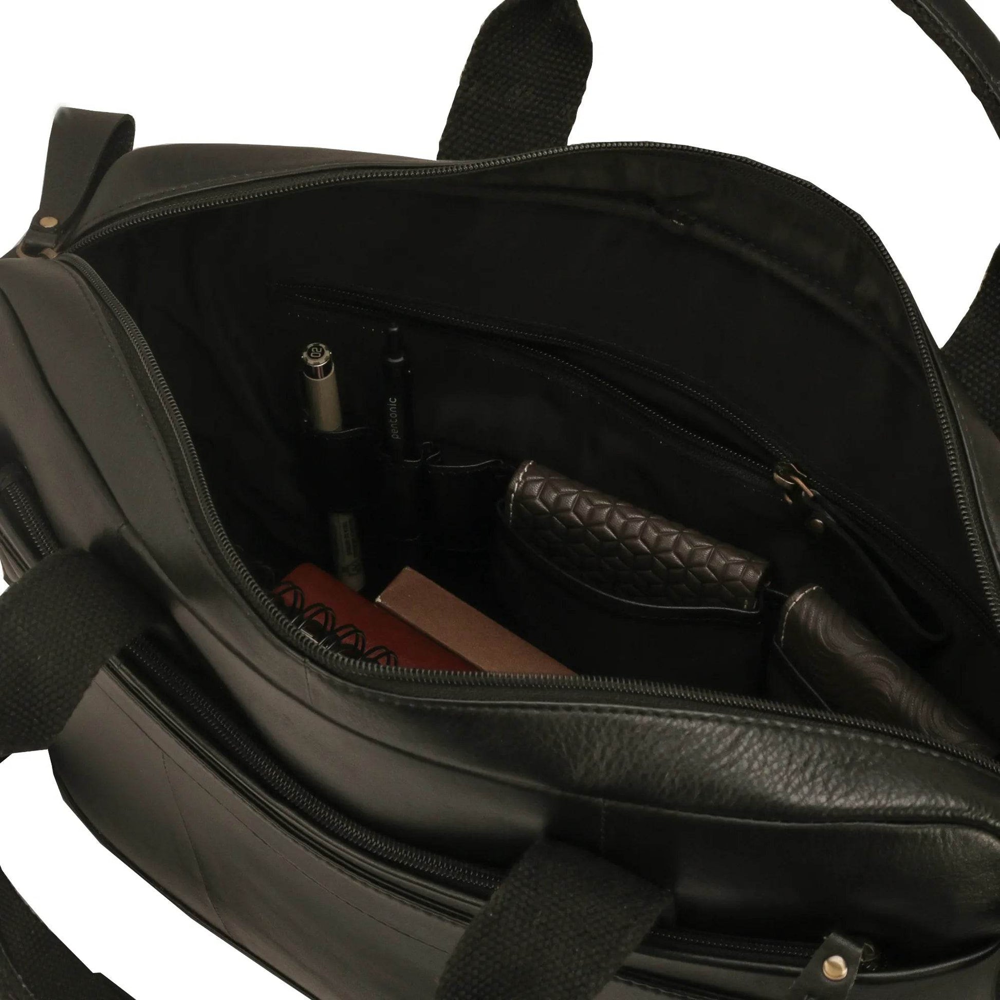 The Hector - Genuine Leather Laptop Bag - Black Nappa - VILL OKSE