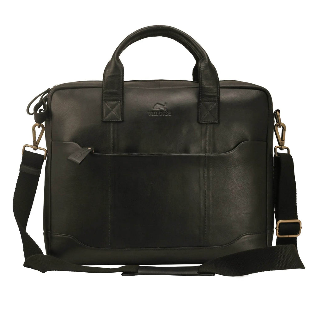 The Hector - Genuine Leather Laptop Bag - Black Nappa - VILL OKSE