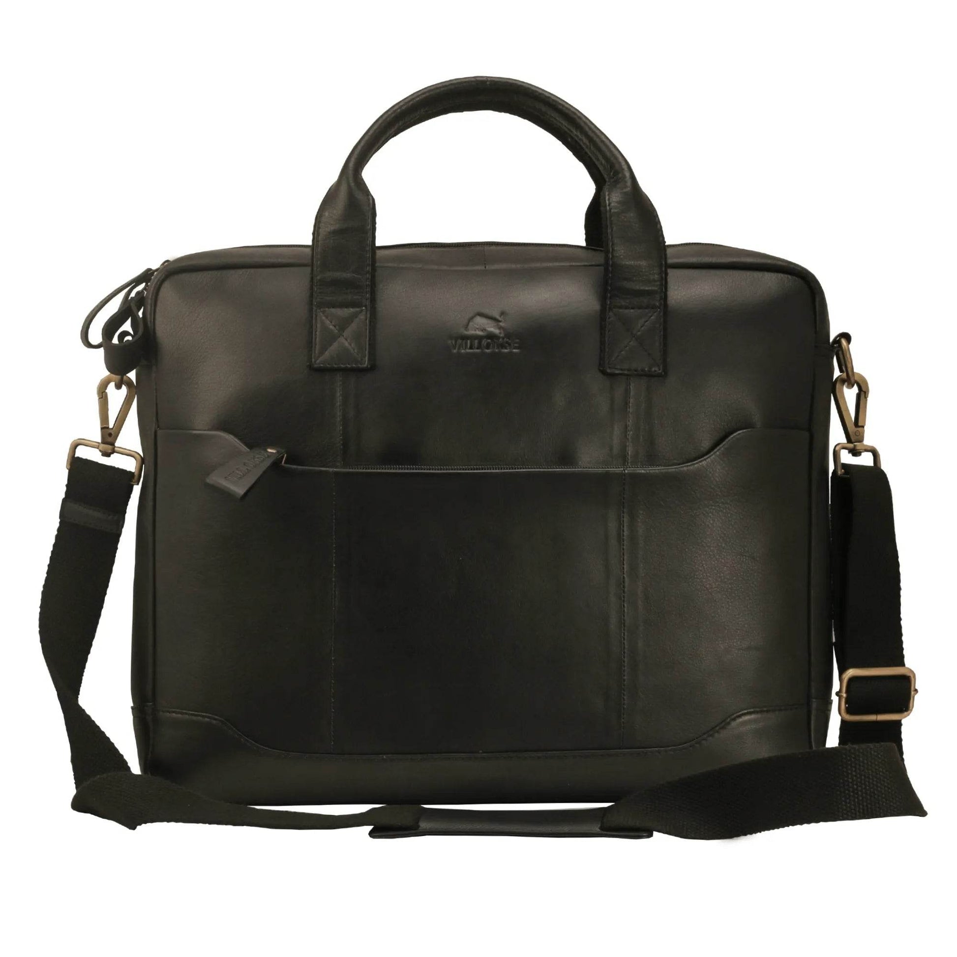 The Hector - Genuine Leather Laptop Bag - Black Nappa - VILL OKSE