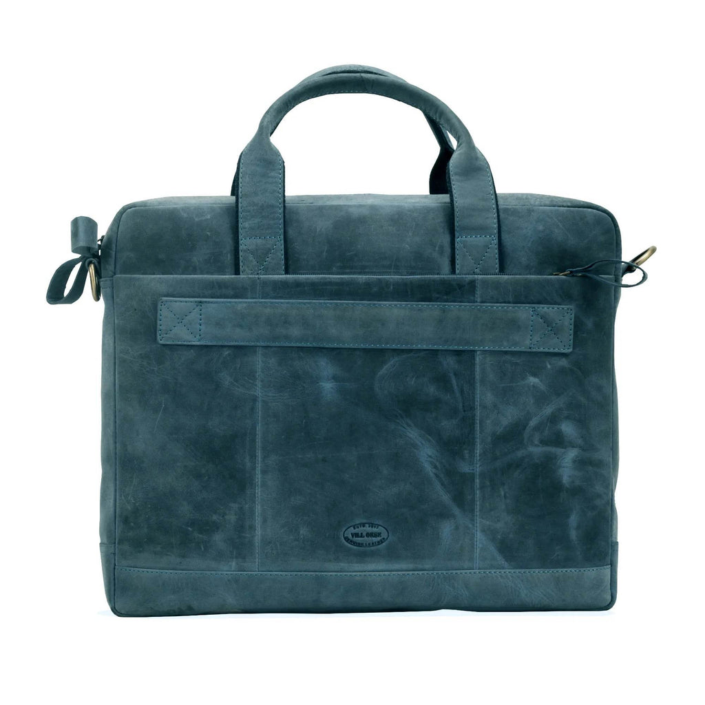 The Hector - Genuine Leather Laptop Bag - Blue Waxy Hunter - VILL OKSE
