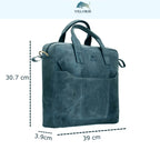 The Hector - Genuine Leather Laptop Bag - Blue Waxy Hunter - VILL OKSE
