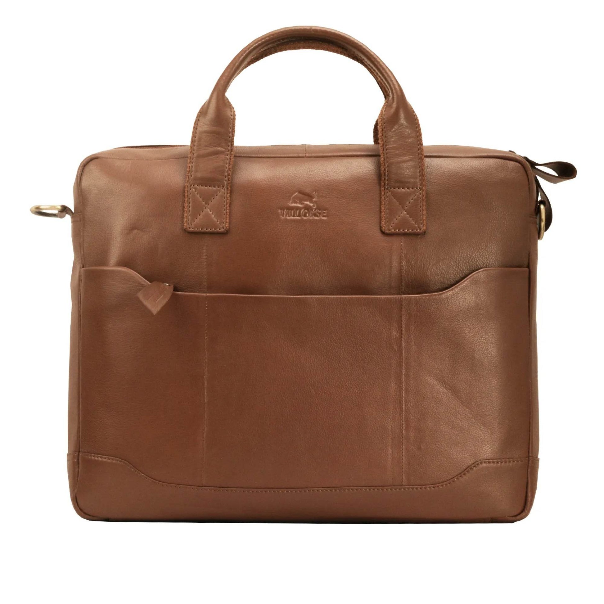 The Hector - Genuine Leather Laptop Bag - Cognac Nappa - VILL OKSE