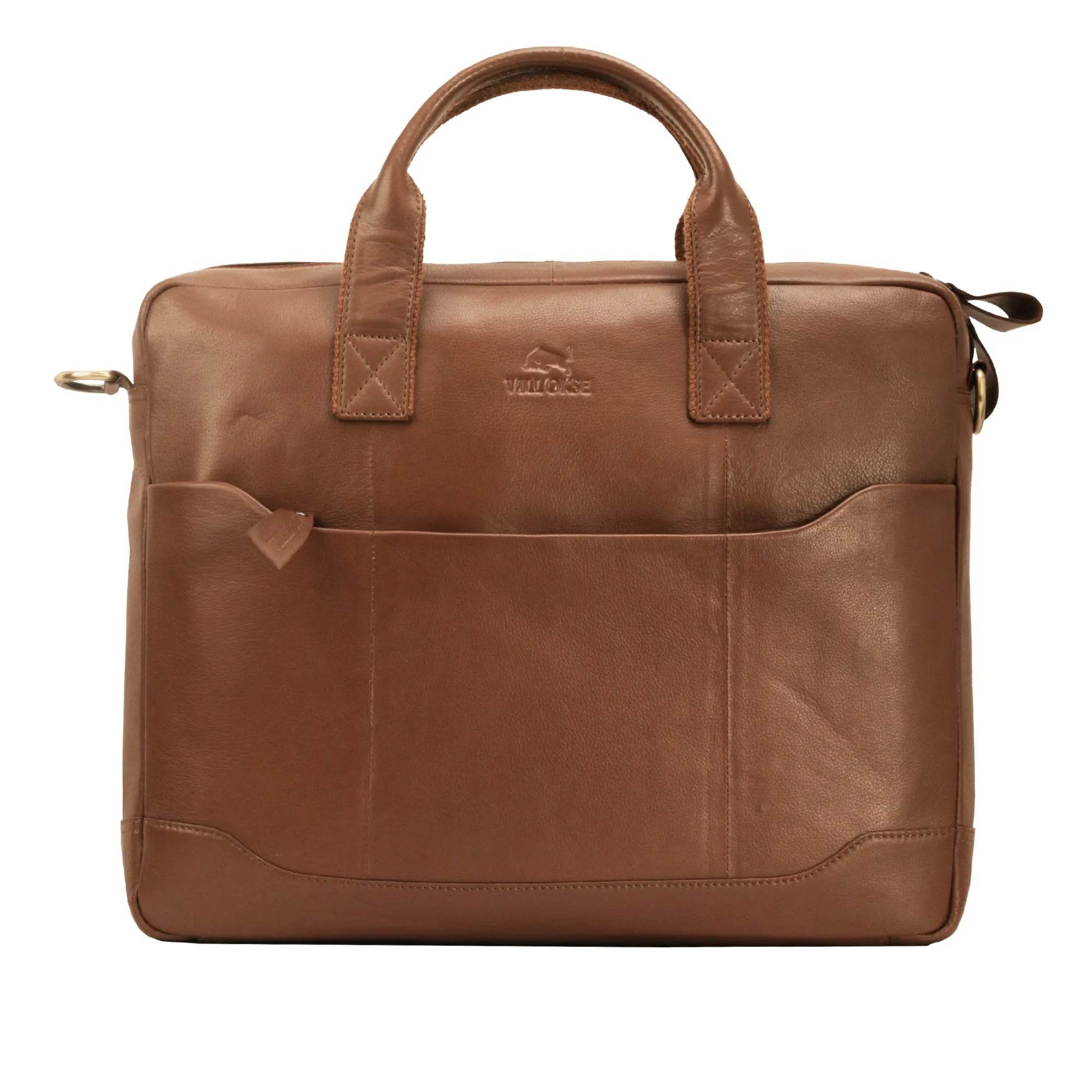 The Hector - Genuine Leather Laptop Bag - Cognac Nappa - VILL OKSE