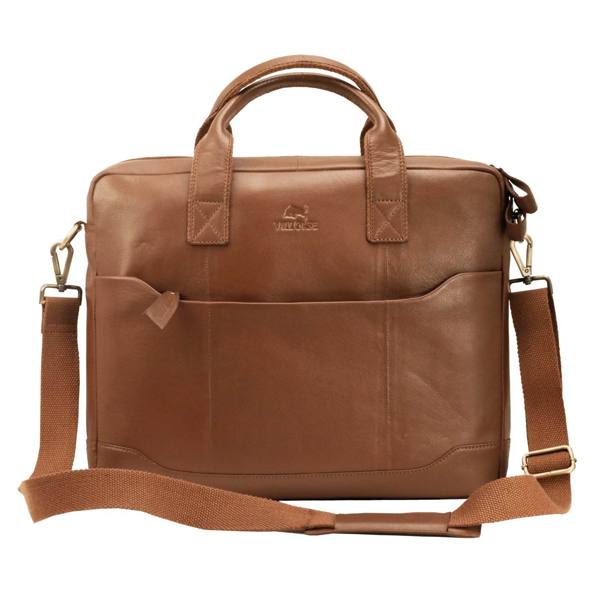 The Hector - Genuine Leather Laptop Bag - Cognac Nappa - VILL OKSE