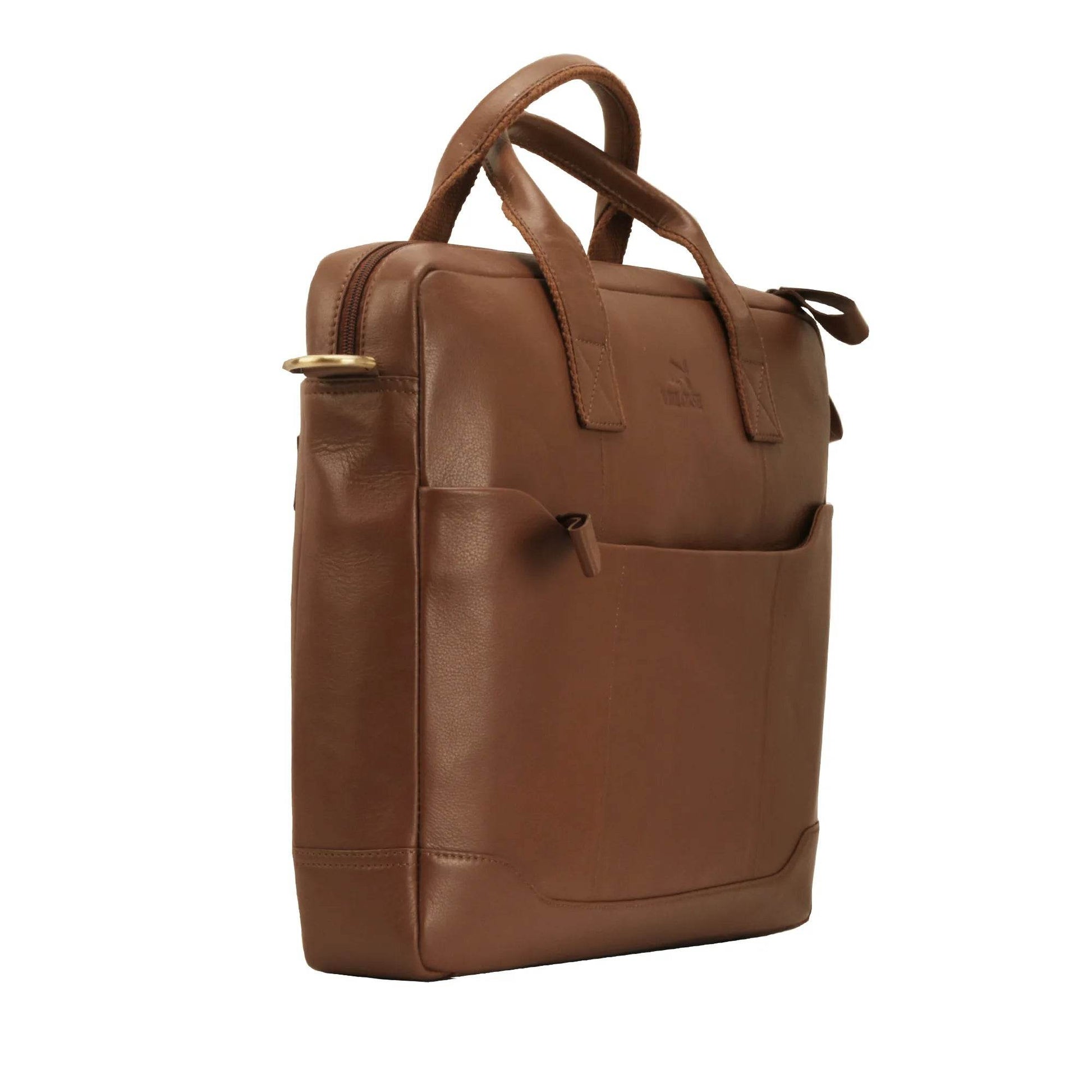 The Hector - Genuine Leather Laptop Bag - Cognac Nappa - VILL OKSE