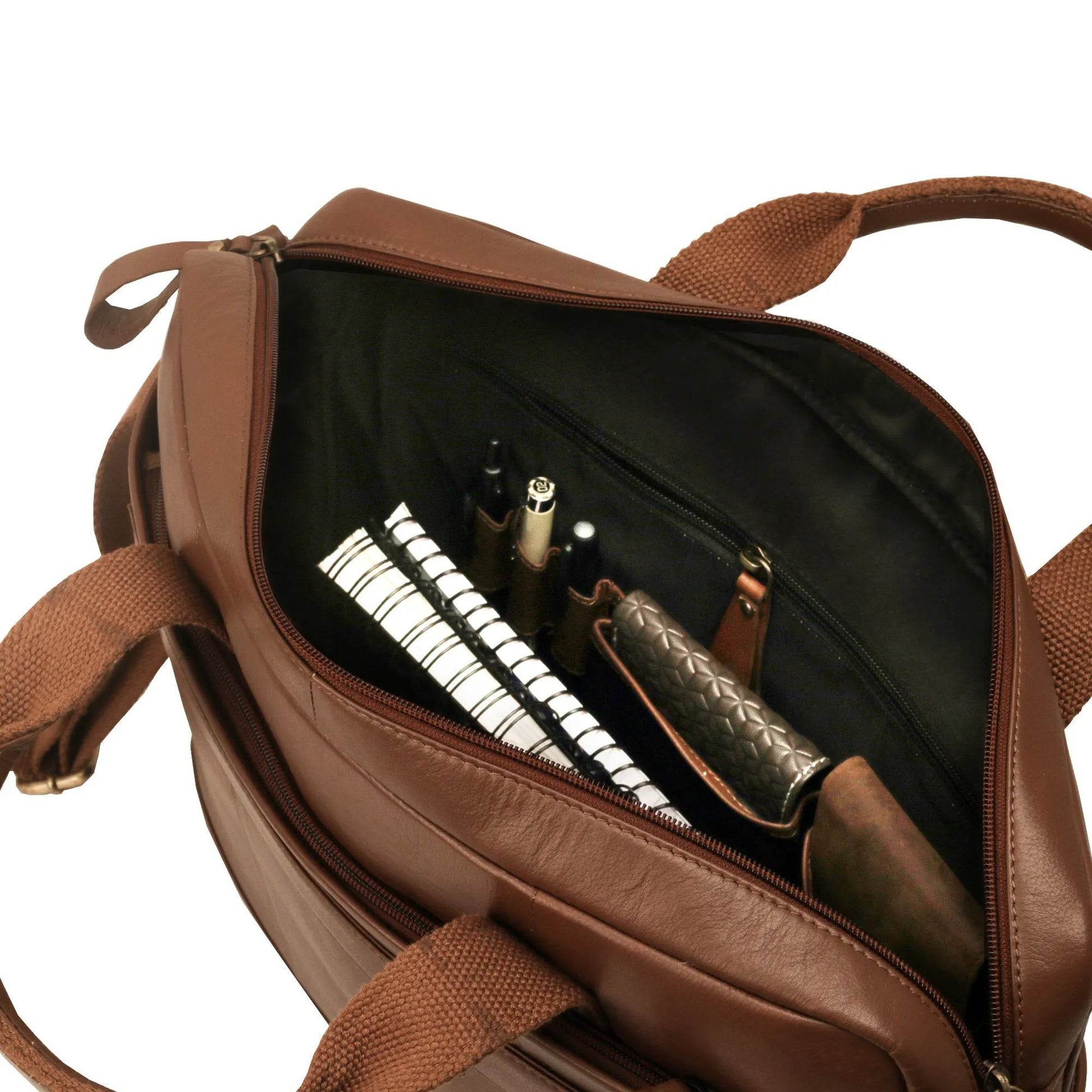 The Hector - Genuine Leather Laptop Bag - Cognac Nappa - VILL OKSE