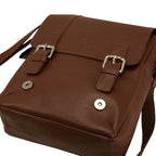 The Jack - Genuine Leather Messenger Bag - Cognac Nappa - VILL OKSE