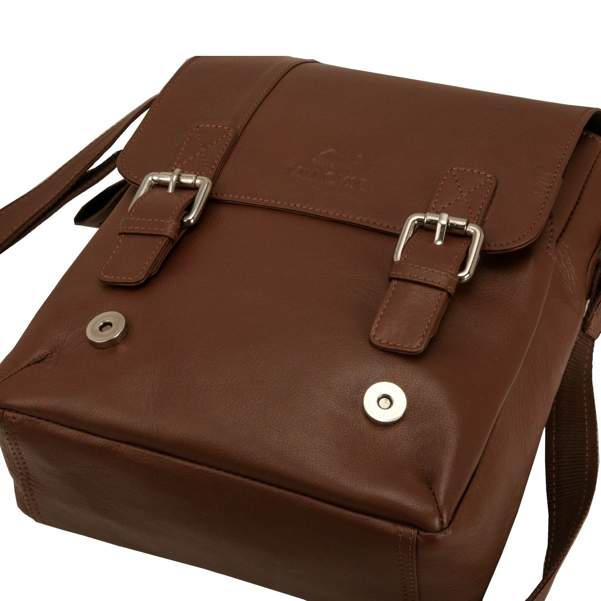 The Jack - Genuine Leather Messenger Bag - Cognac Nappa - VILL OKSE