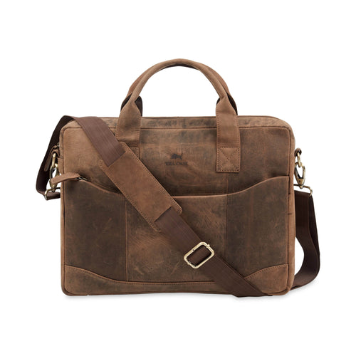 The Hector - Genuine Leather Laptop Bag - Oak Brown Hunter - VILL OKSE