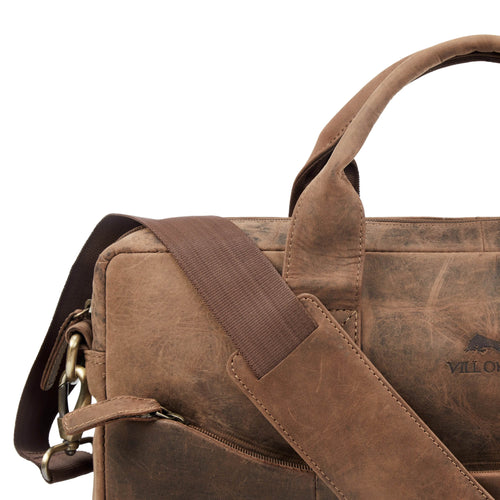 The Hector - Genuine Leather Laptop Bag - Oak Brown Hunter - VILL OKSE