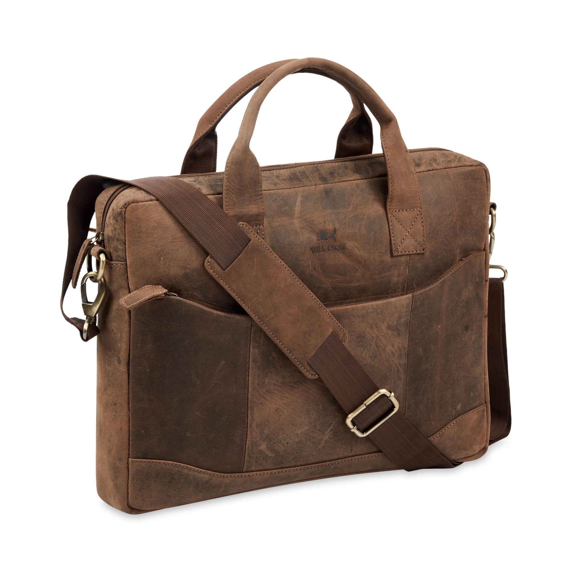The Hector - Genuine Leather Laptop Bag - Oak Brown Hunter - VILL OKSE