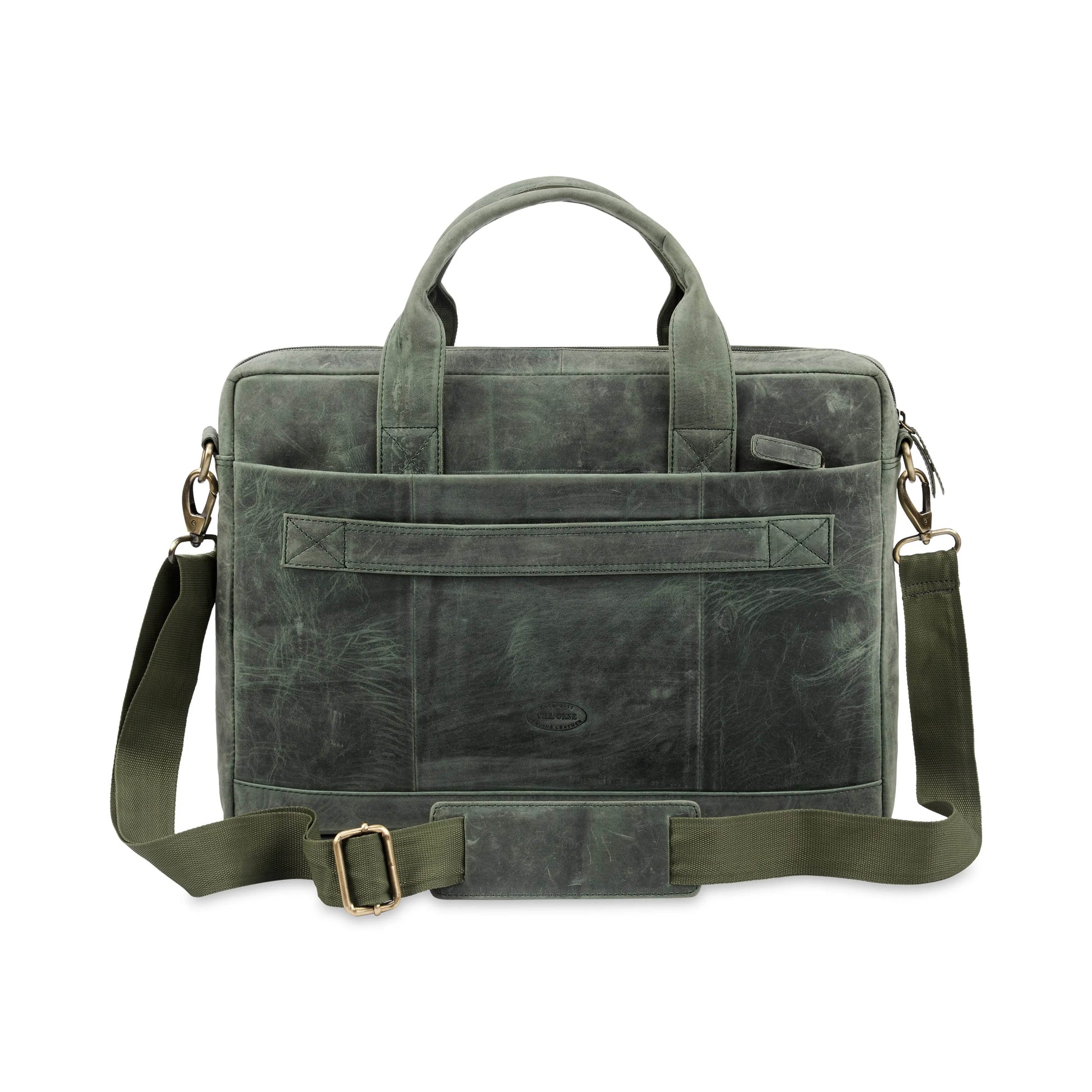 The Hector - Genuine Leather Laptop Bag - Green Waxy Hunter - VILL OKSE