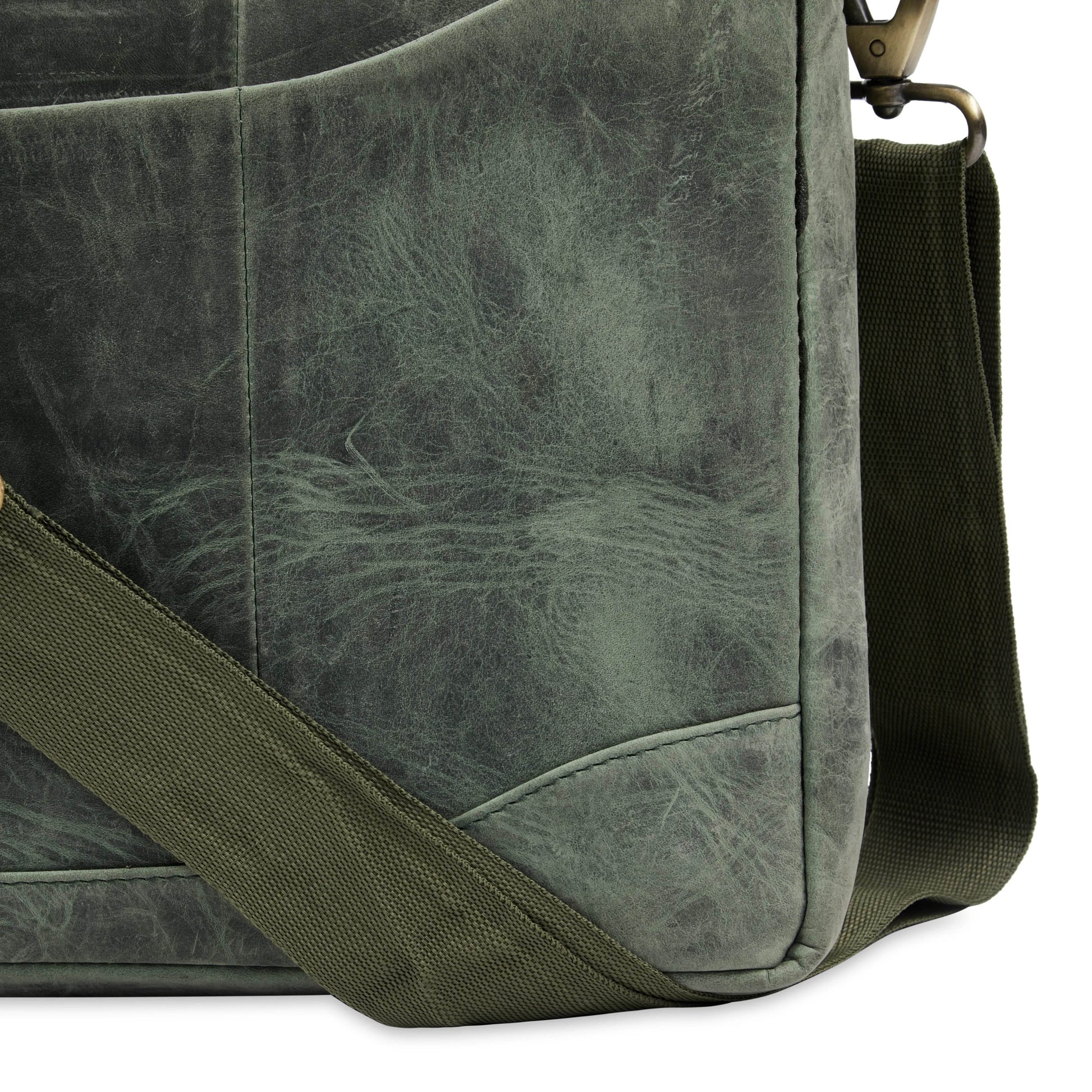 The Hector - Genuine Leather Laptop Bag - Green Waxy Hunter - VILL OKSE