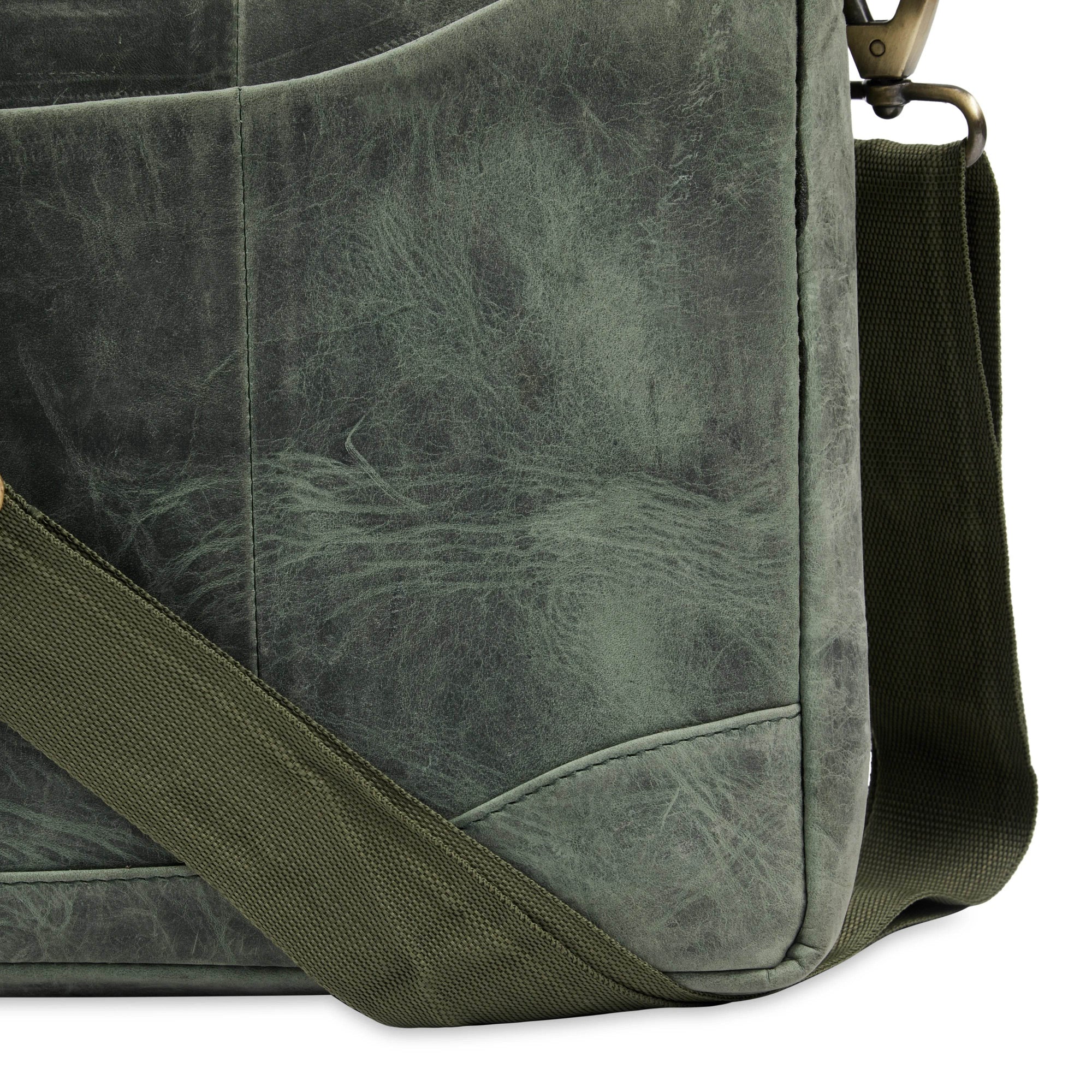 The Hector - Genuine Leather Laptop Bag - Green Waxy Hunter - VILL OKSE