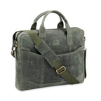 The Hector - Genuine Leather Laptop Bag - Green Waxy Hunter - VILL OKSE