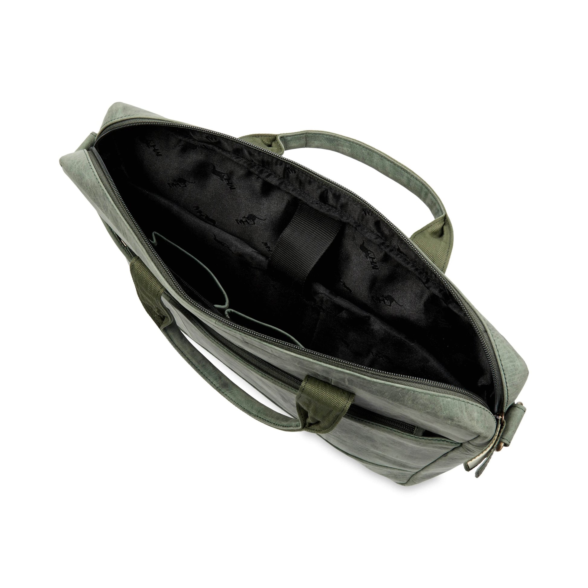 The Hector - Genuine Leather Laptop Bag - Green Waxy Hunter - VILL OKSE