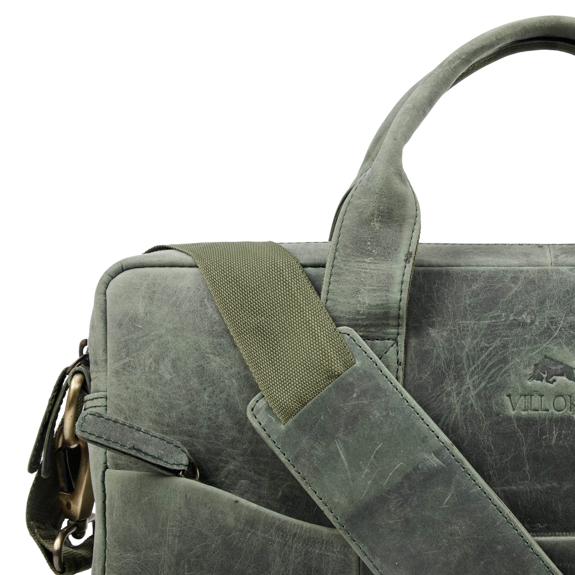 The Hector - Genuine Leather Laptop Bag - Green Waxy Hunter - VILL OKSE