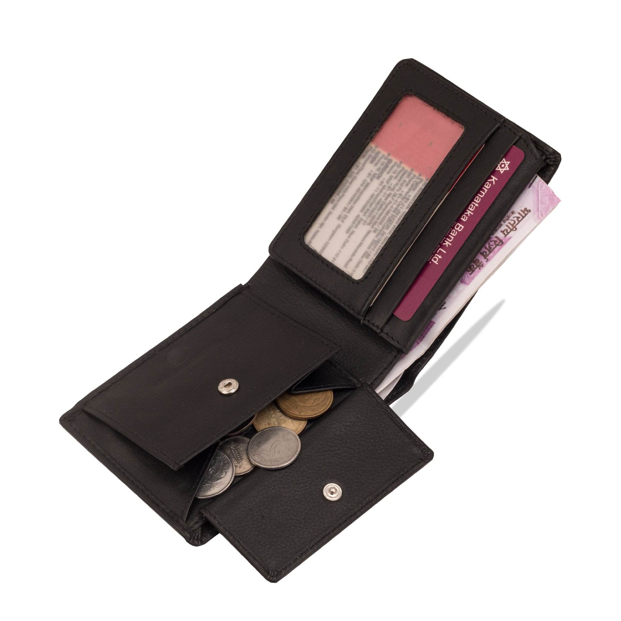 David - RFID Protected Genuine Leather Wallet - Black Nappa - VILL OKSE