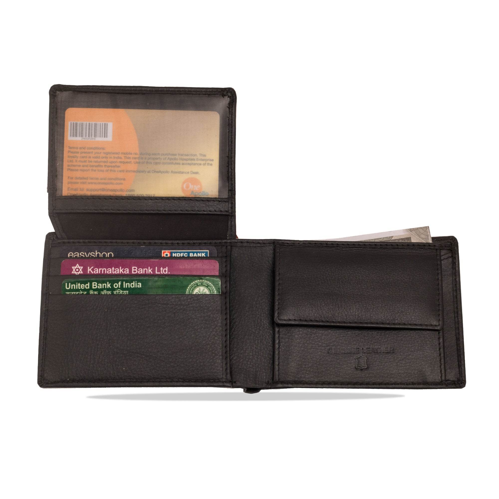 David - RFID Protected Genuine Leather Wallet - Black Nappa - VILL OKSE
