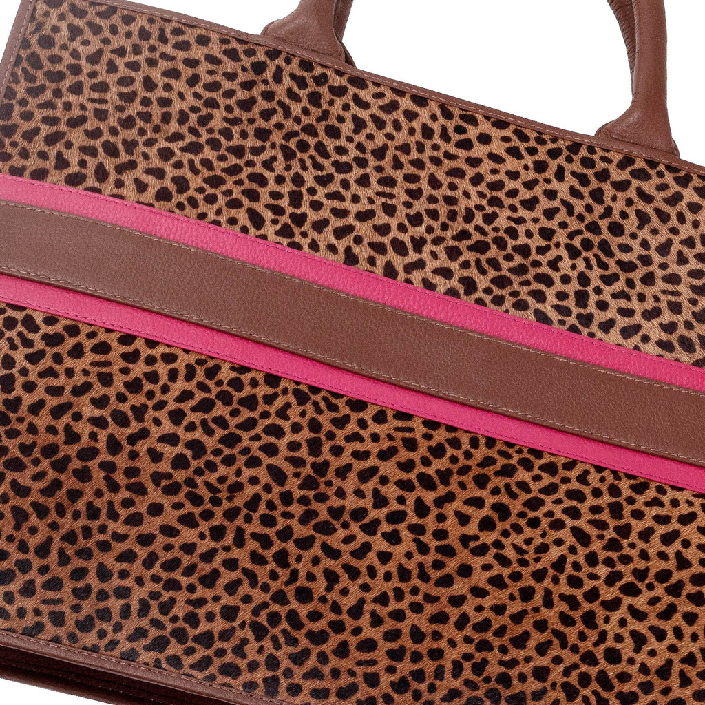 Leah - Genuine Leather Tote bag - Cheetah Hairon - VILL OKSE