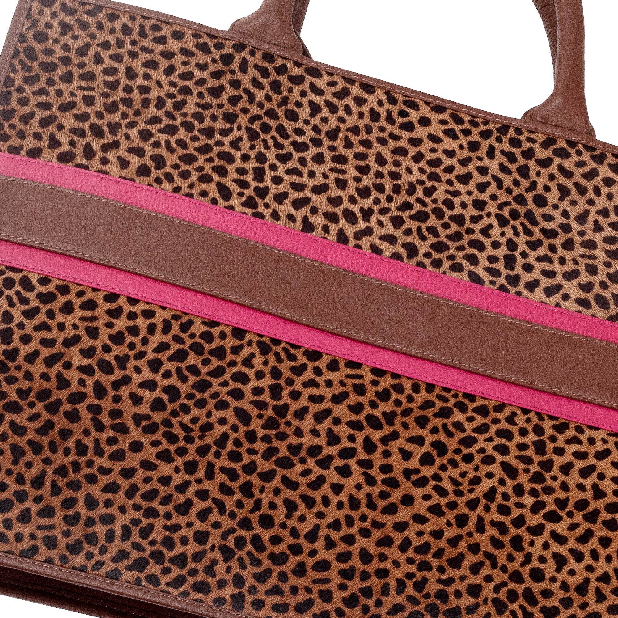 Leah - Genuine Leather Tote bag - Cheetah Hairon - VILL OKSE