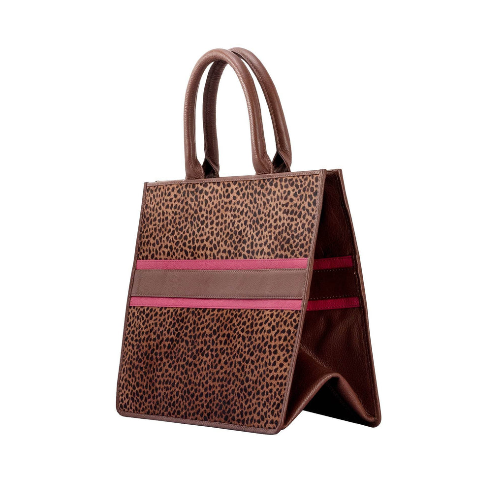 Leah - Genuine Leather Tote bag - Cheetah Hairon - VILL OKSE