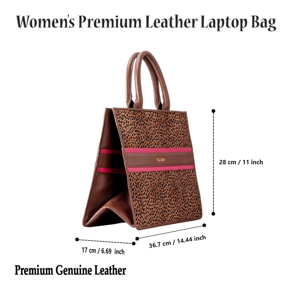 Leah - Genuine Leather Tote bag - Cheetah Hairon - VILL OKSE