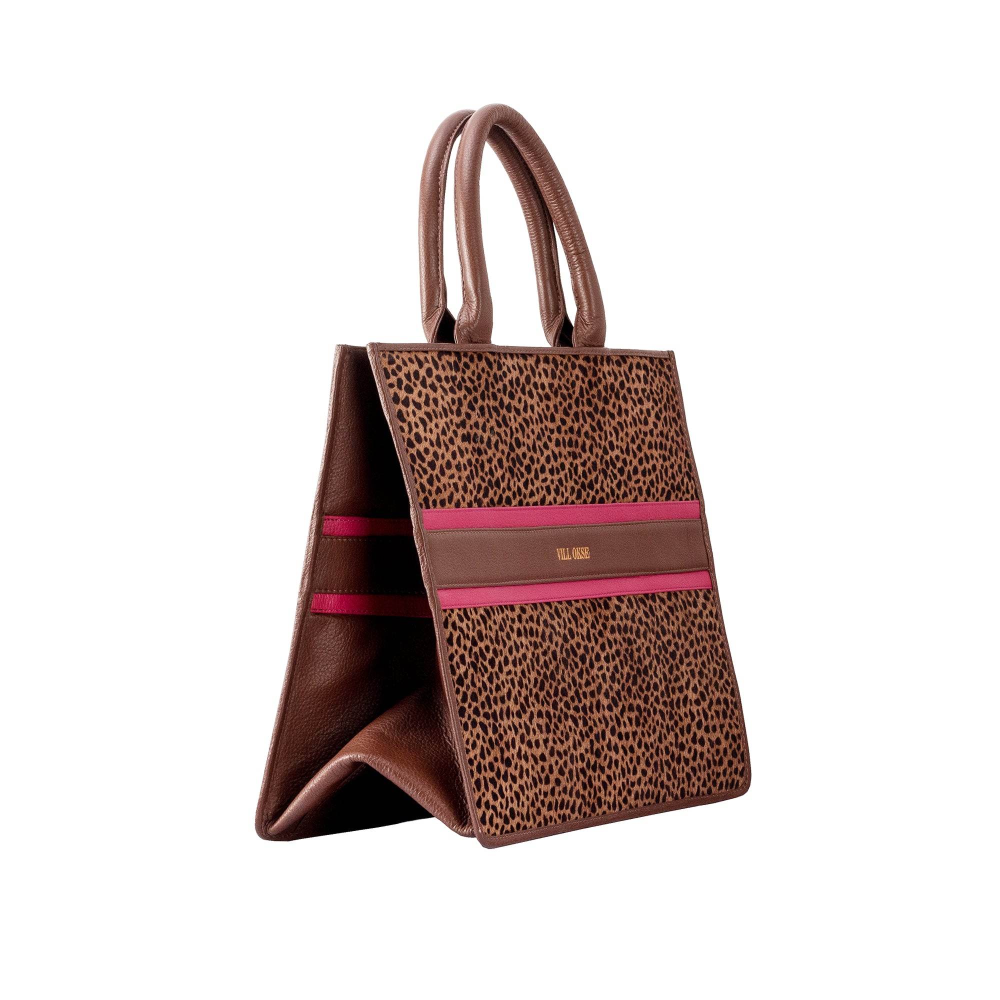 Leah - Genuine Leather Tote bag - Cheetah Hairon - VILL OKSE