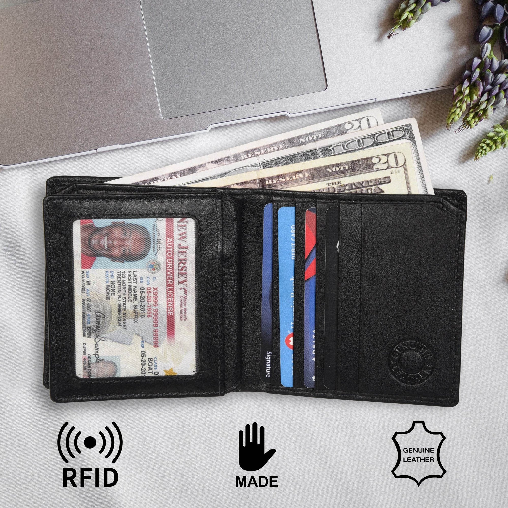 The California - RFID Protected Leather Wallet - Black Nappa - VILL OKSE