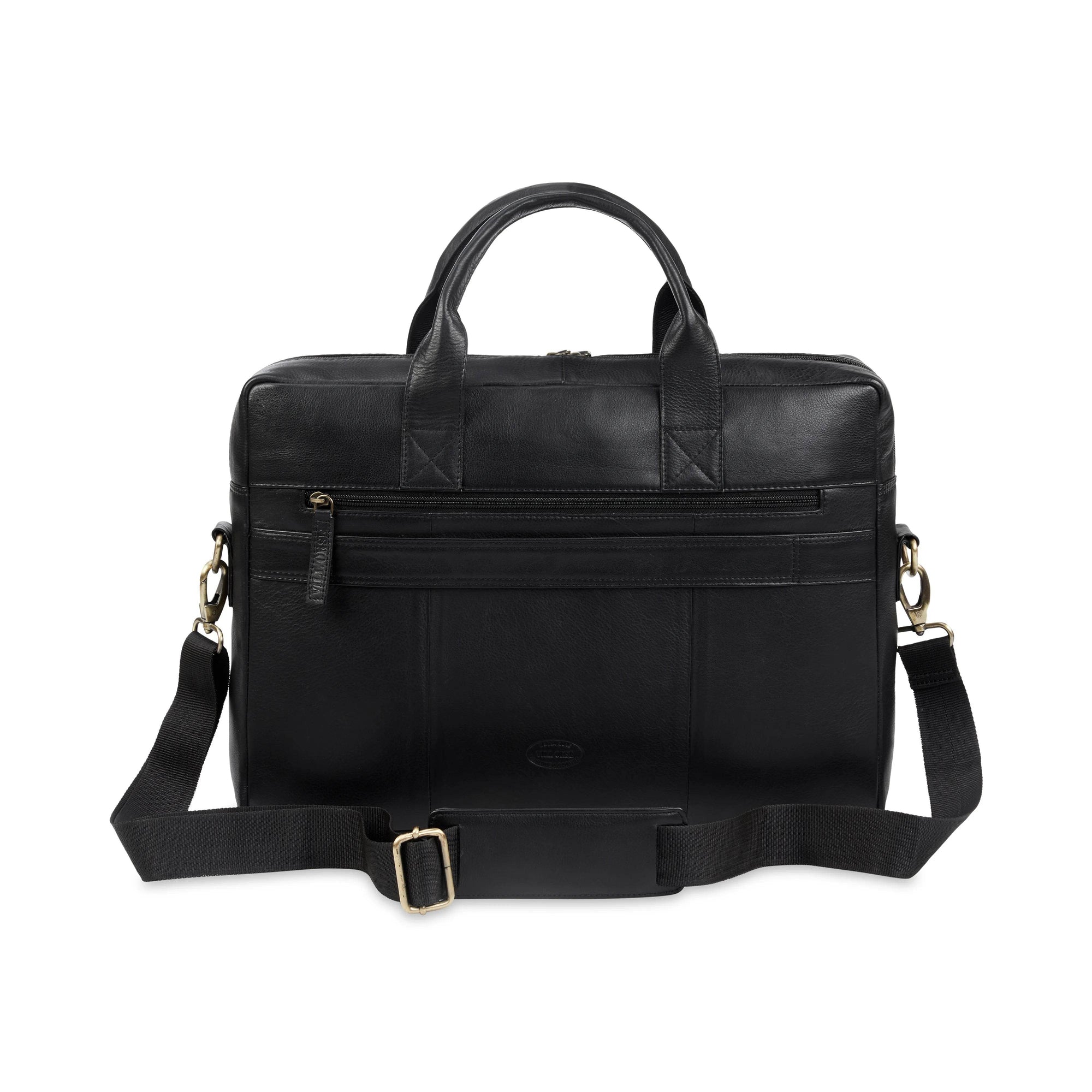 The Mandarin by VILL OKSE - Genuine Leather Laptop Bag - Black Nappa - VILL OKSE