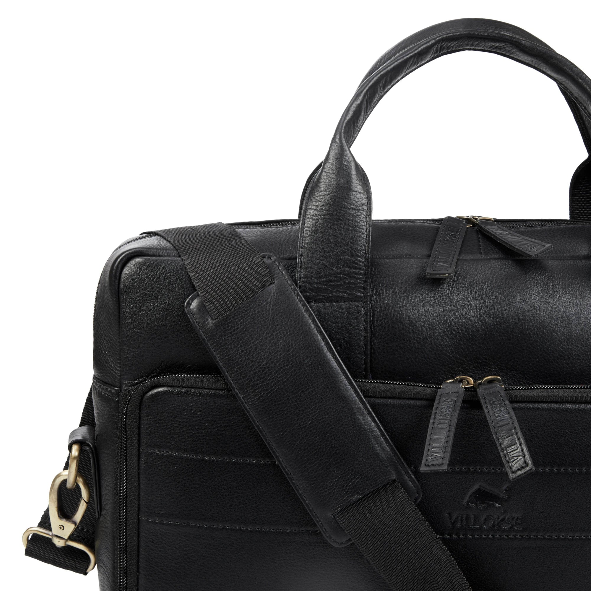 The Mandarin by VILL OKSE - Genuine Leather Laptop Bag - Black Nappa - VILL OKSE