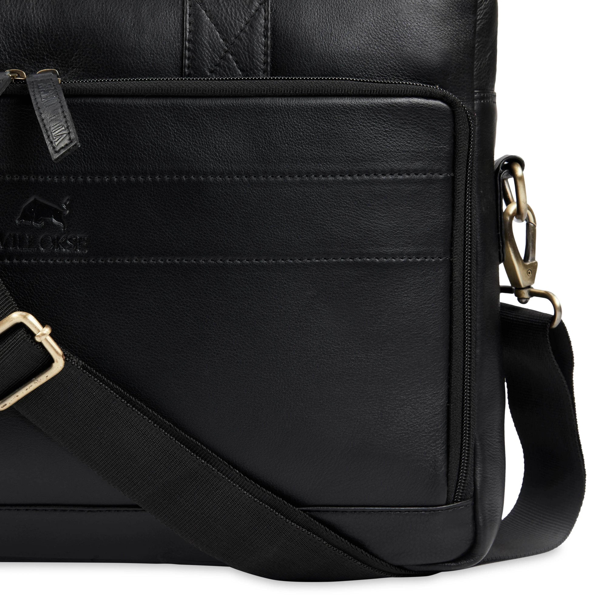 The Mandarin by VILL OKSE - Genuine Leather Laptop Bag - Black Nappa - VILL OKSE