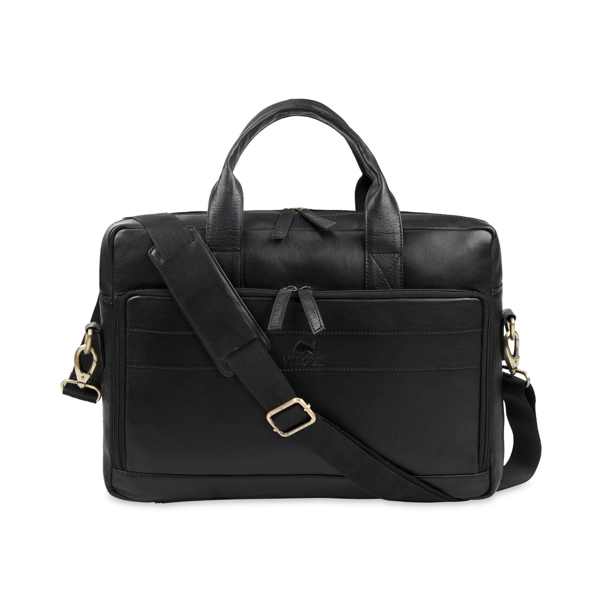 The Mandarin by VILL OKSE - Genuine Leather Laptop Bag - Black Nappa - VILL OKSE