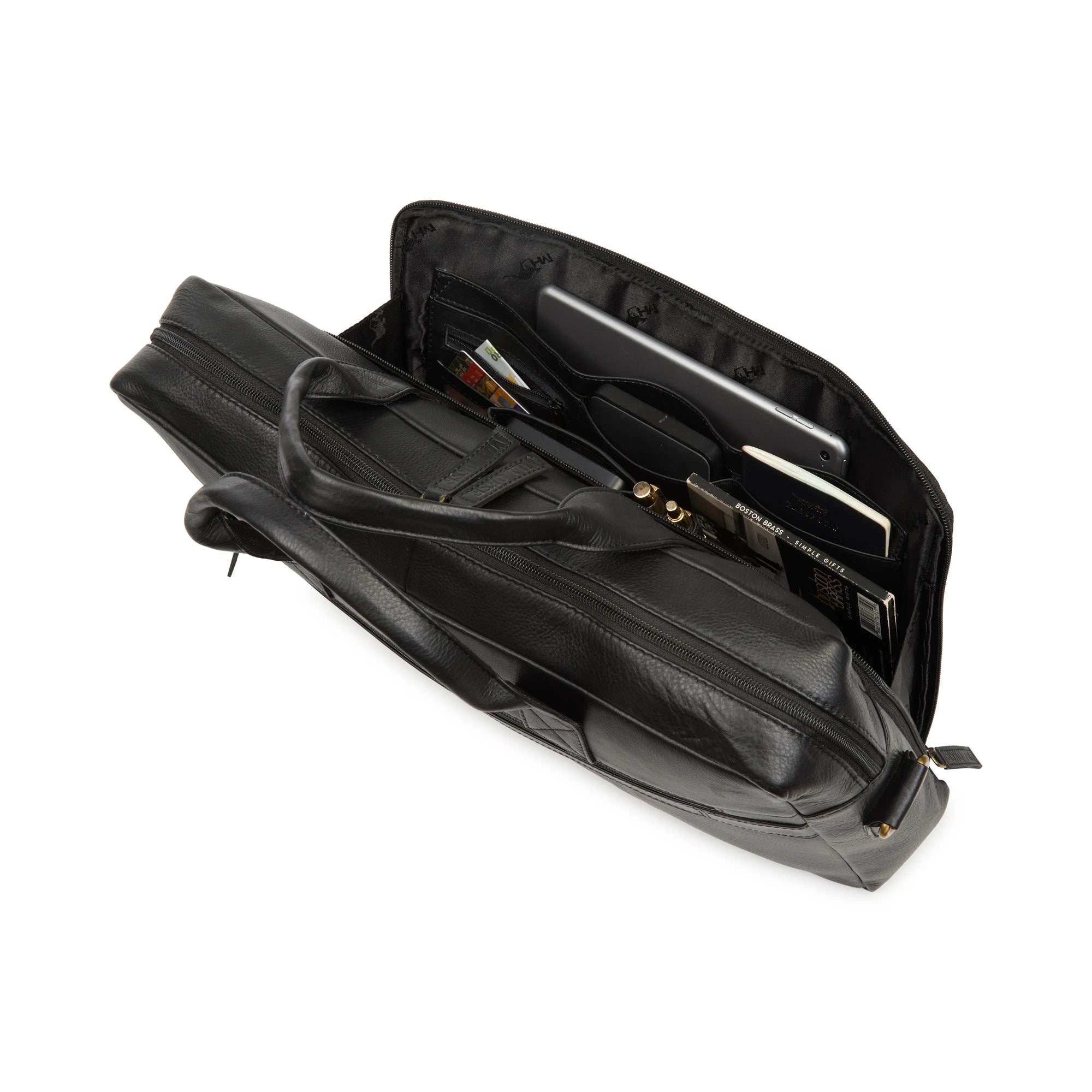 The Mandarin by VILL OKSE - Genuine Leather Laptop Bag - Black Nappa - VILL OKSE