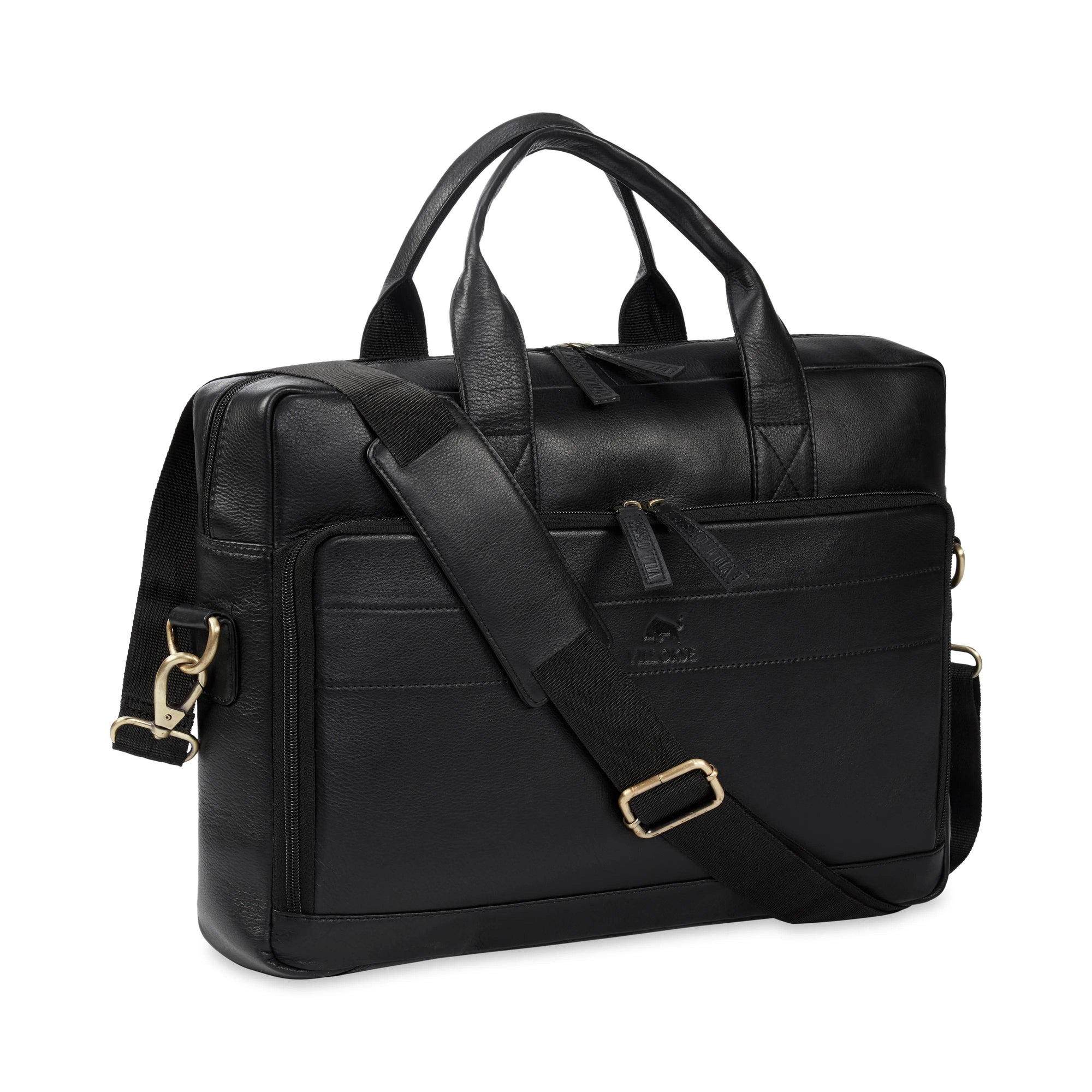 The Mandarin by VILL OKSE - Genuine Leather Laptop Bag - Black Nappa - VILL OKSE