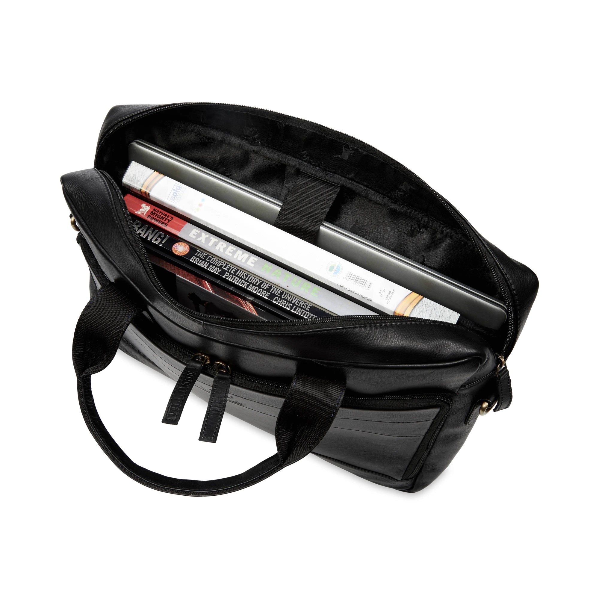 The Mandarin by VILL OKSE - Genuine Leather Laptop Bag - Black Nappa - VILL OKSE
